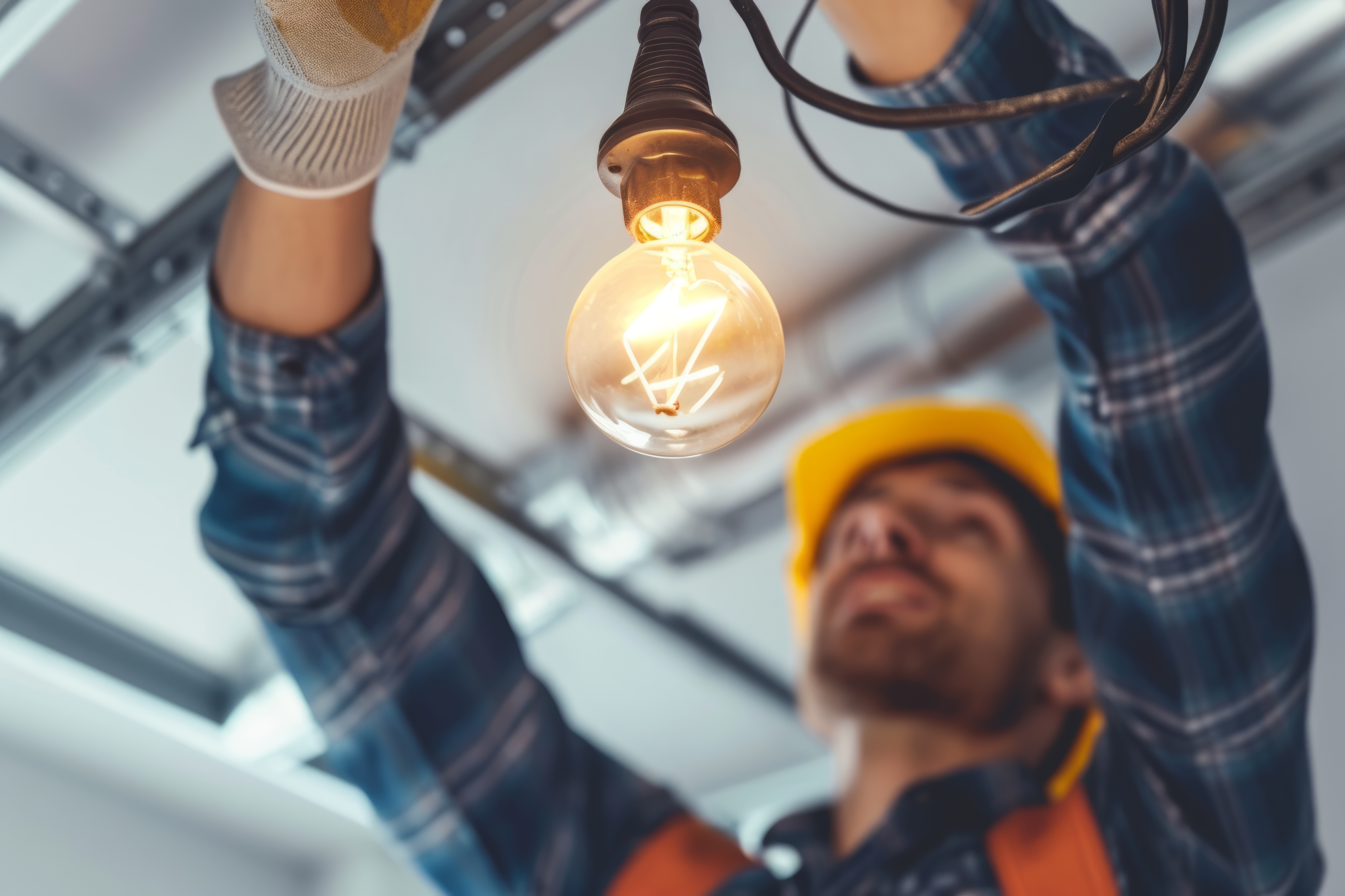 Electrician completing a professional electrical installation